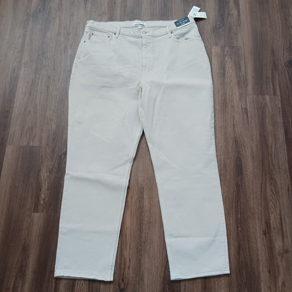 New Abercrombie & Fitch Jeans Women's Size 35 Cream Ultra High Rise 90s Straight